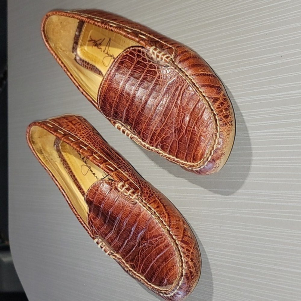 MARTIN DINGMAN Alligator Loafers Reddish Brown‎ Men's 9M Good Condition